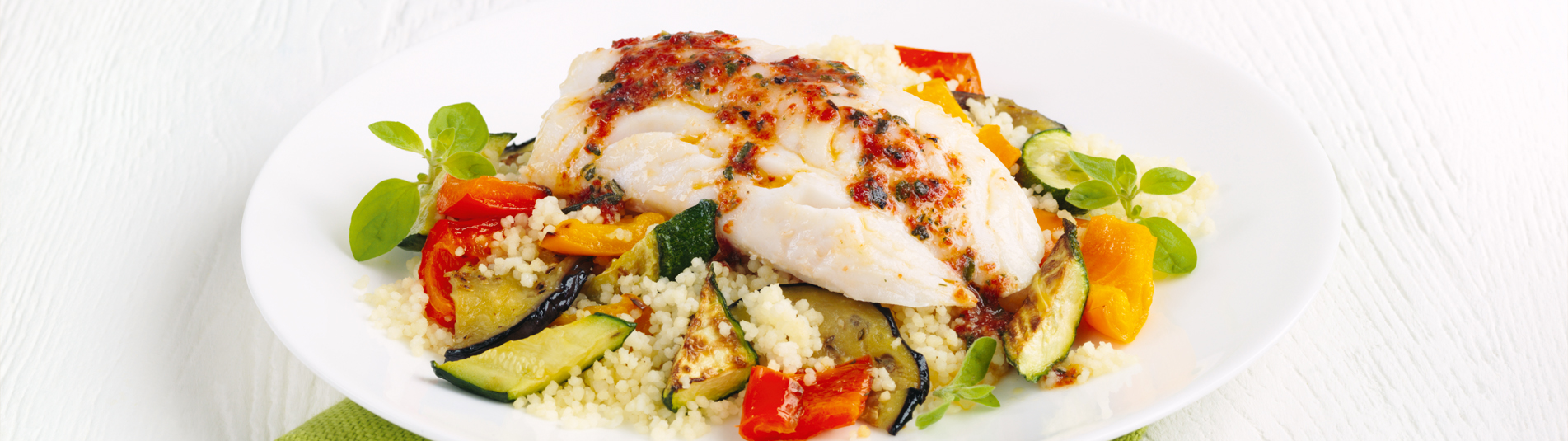 Schollenfilets mit Pesto Rosso und Gemüse-Couscous